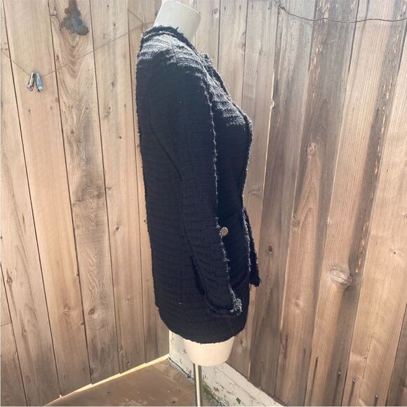 Zara black tweed long blazer jacket size XS - Picture 6 of 7